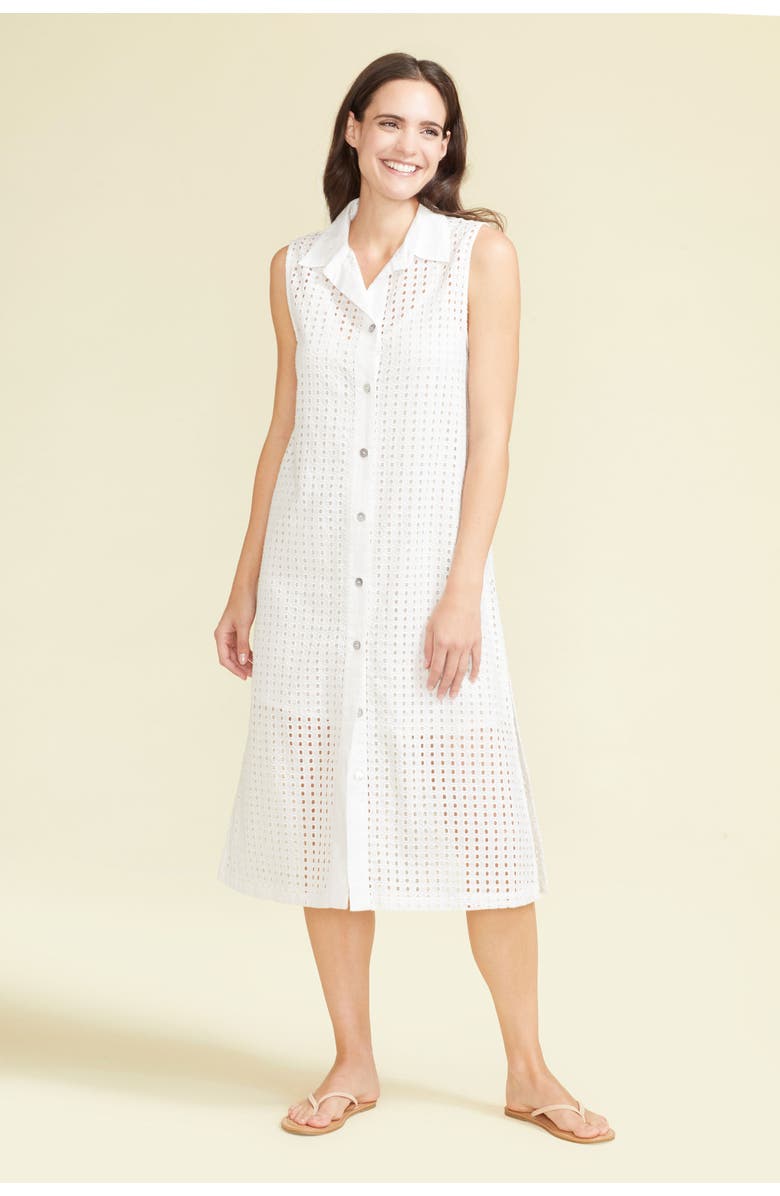 SITANO Sofia Sleeveless Shirt Dress with Slip, Alternate, color, White