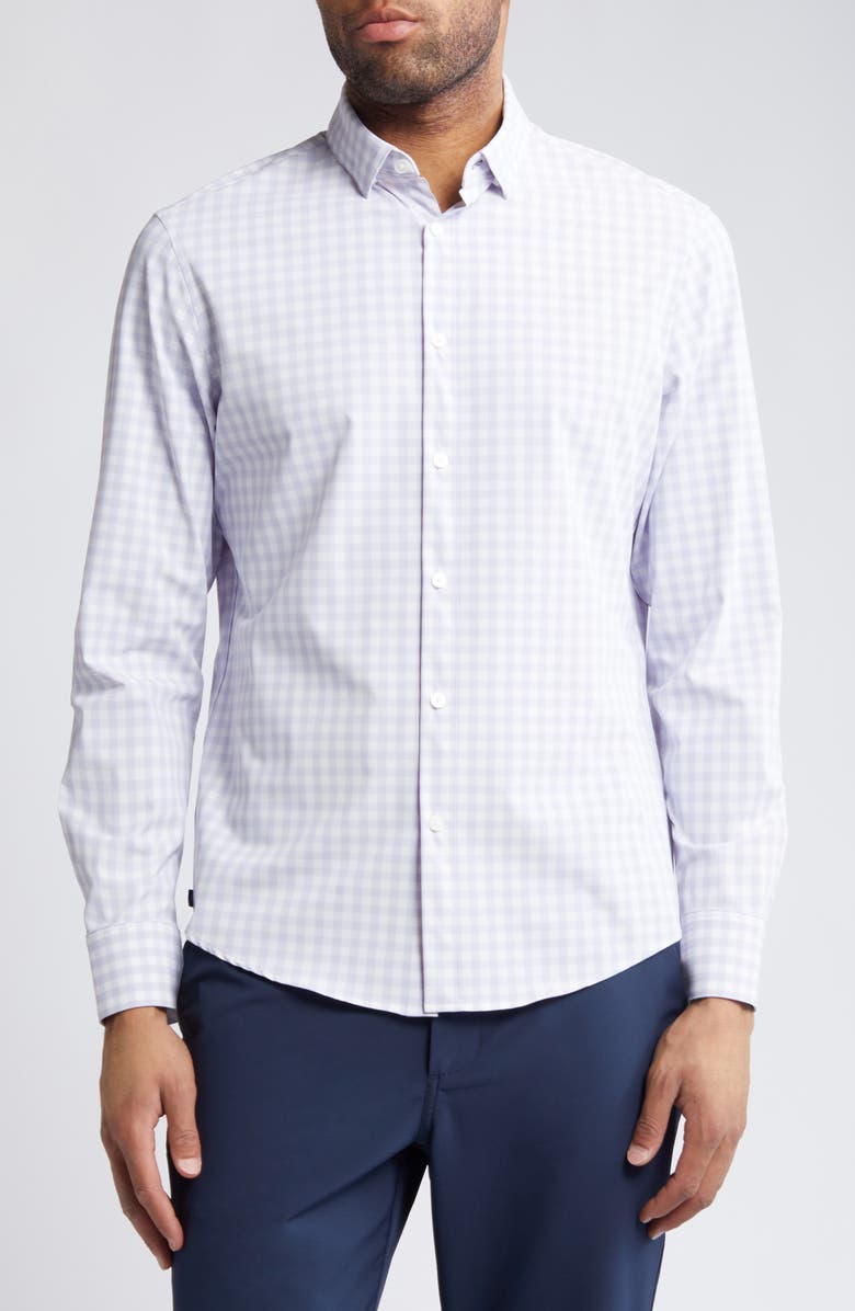 Mizzen+Main Leeward No-Tuck Check Knit Button-Up Shirt, Main, color,