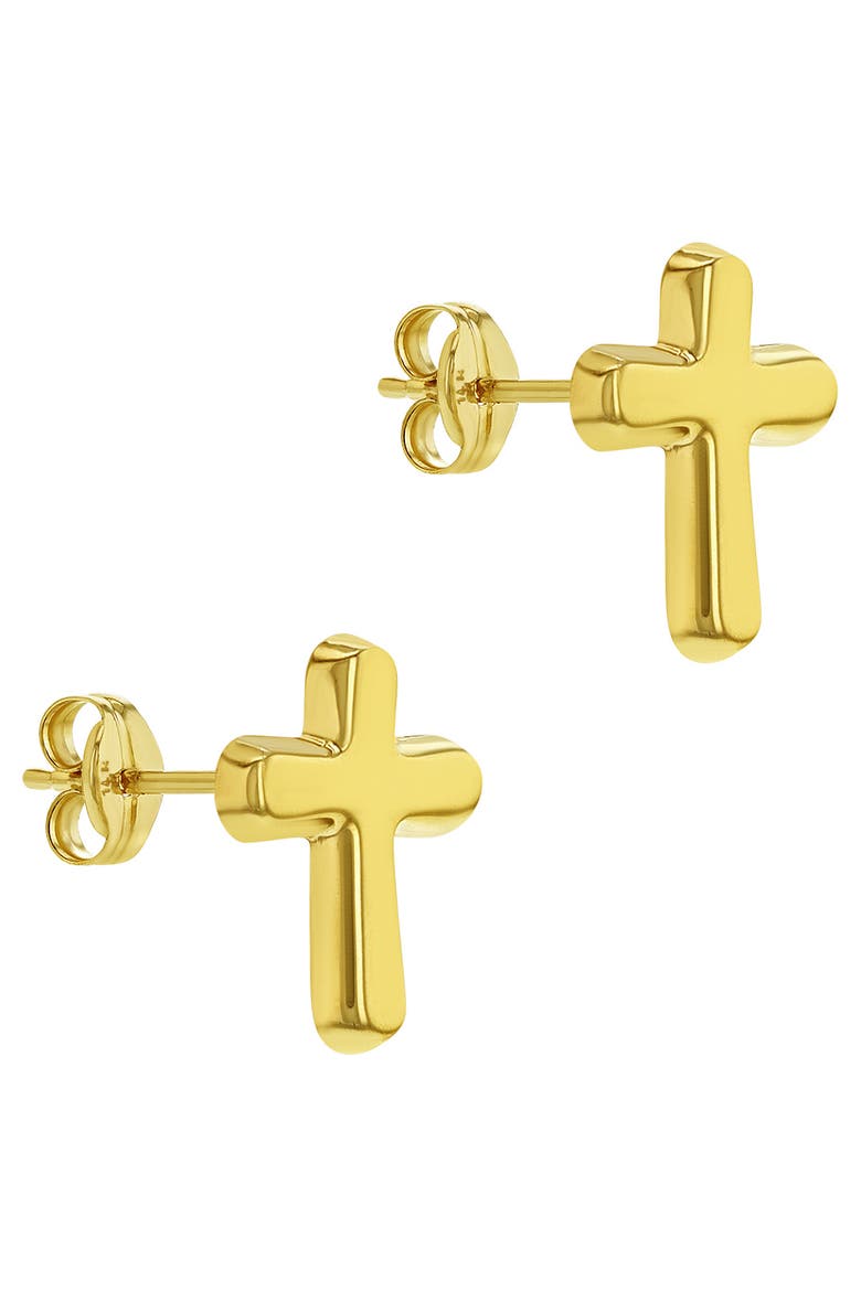14k Elegant Cross Earrings, Alternate, color, Gold