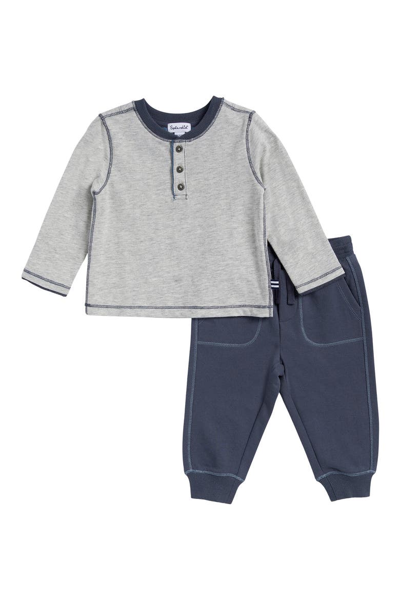 Altitude Long Sleeve Henley & Joggers Set, Main, color, LIGHT HEATHER GREY