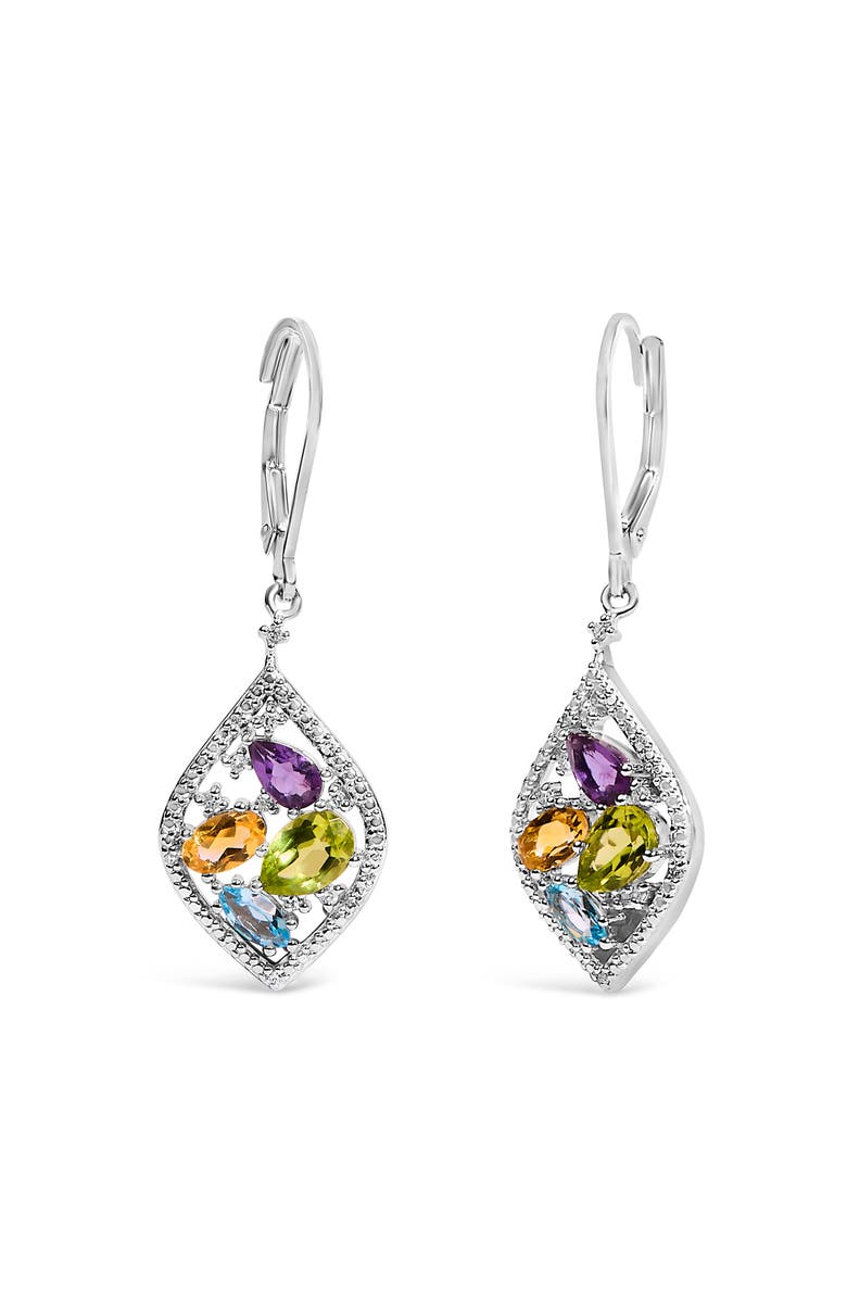Haus of Brilliance Sterling Silver Diamond Accent Multi Stone Rhombus Drop Earrings, Alternate, color, Silver