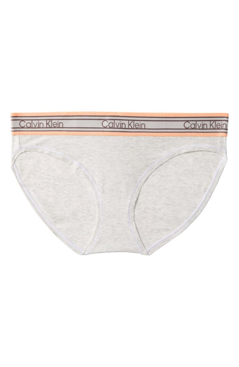 Calvin Klein Icon Cotton Blend Bikini, Alternate, color, Snow Heather