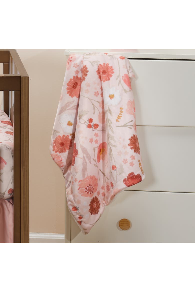 Flower Power Floral/Strawberry Soft/Cozy Fleece Baby Blanket, Alternate, color, Pink