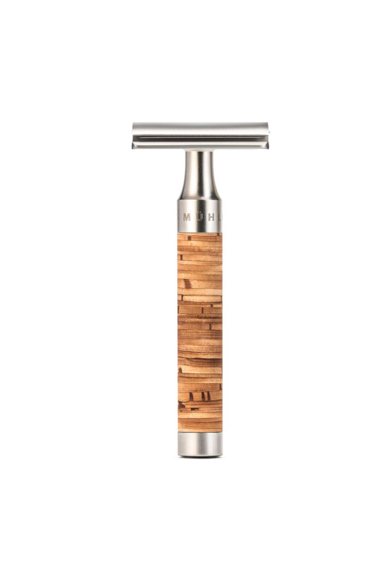 Rocca Stainless Steel & Birch Bark Safety Razor, Main, color, Birch Bark