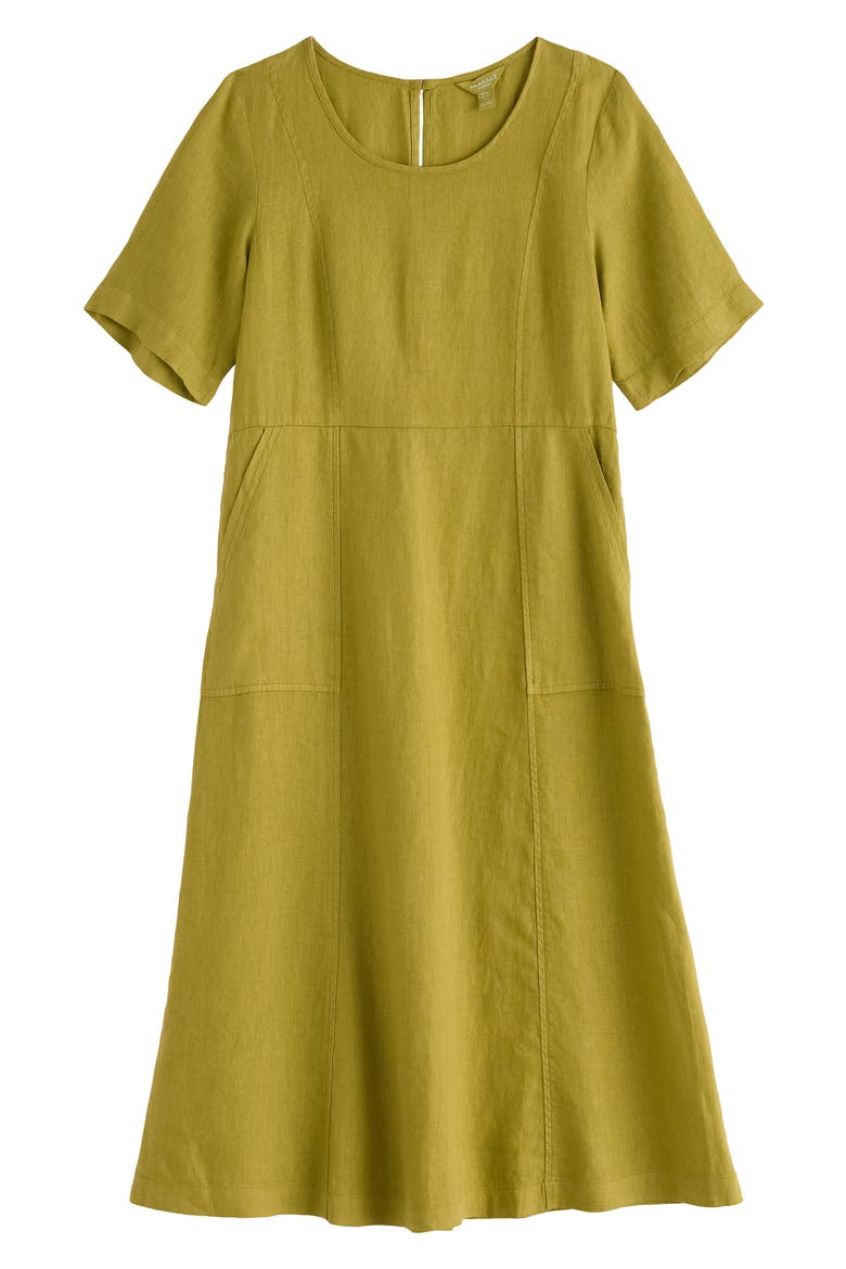 Grass Wave Linen Midi Dress, Alternate, color, AVOCADO