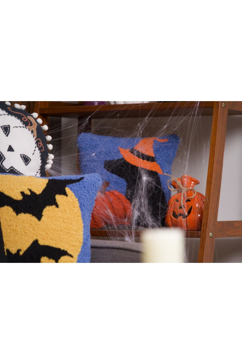 Dog Witch Halloween Mini Hooked Accent Pillow, Alternate, color, Brown