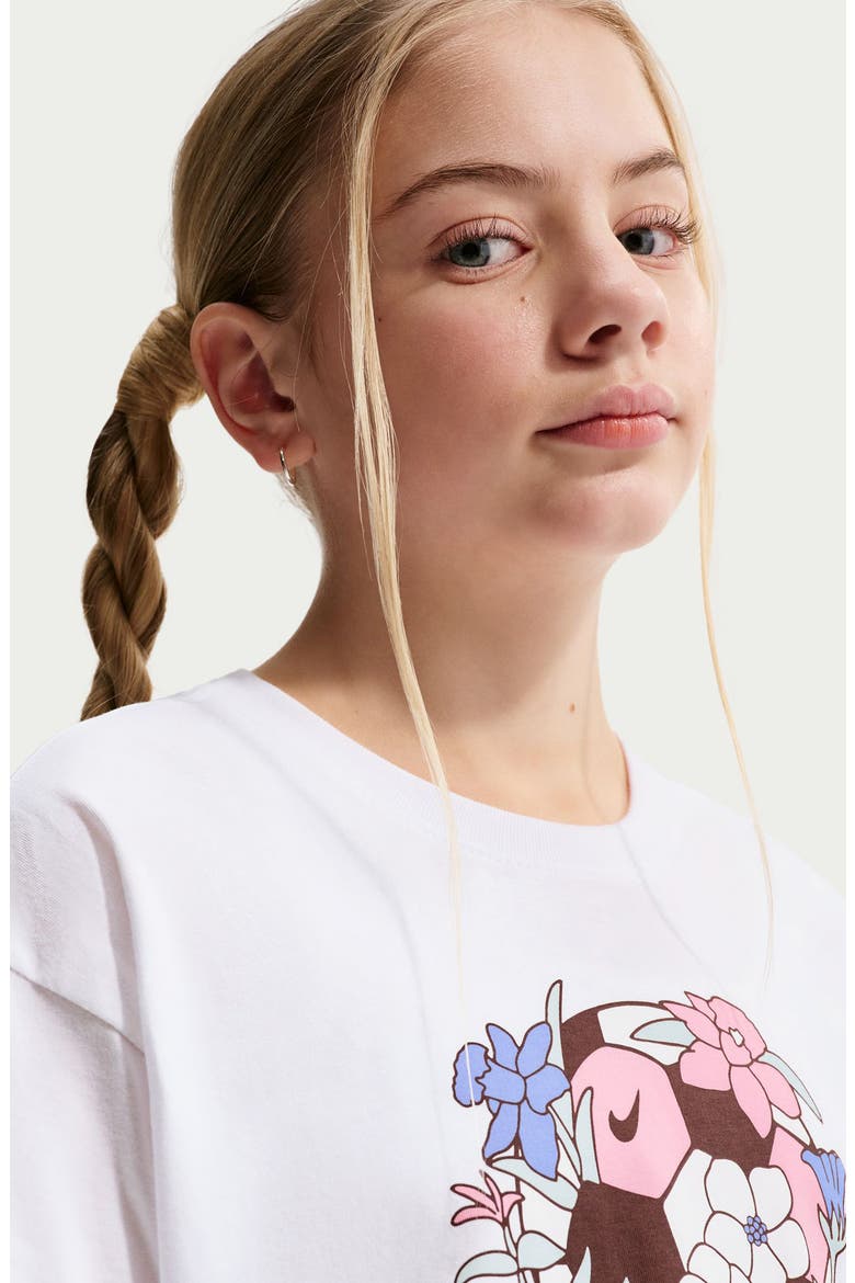 Kids' Sportswear Essential Soccer Boxy Graphic T-Shirt, Alternate, color, WHITE
