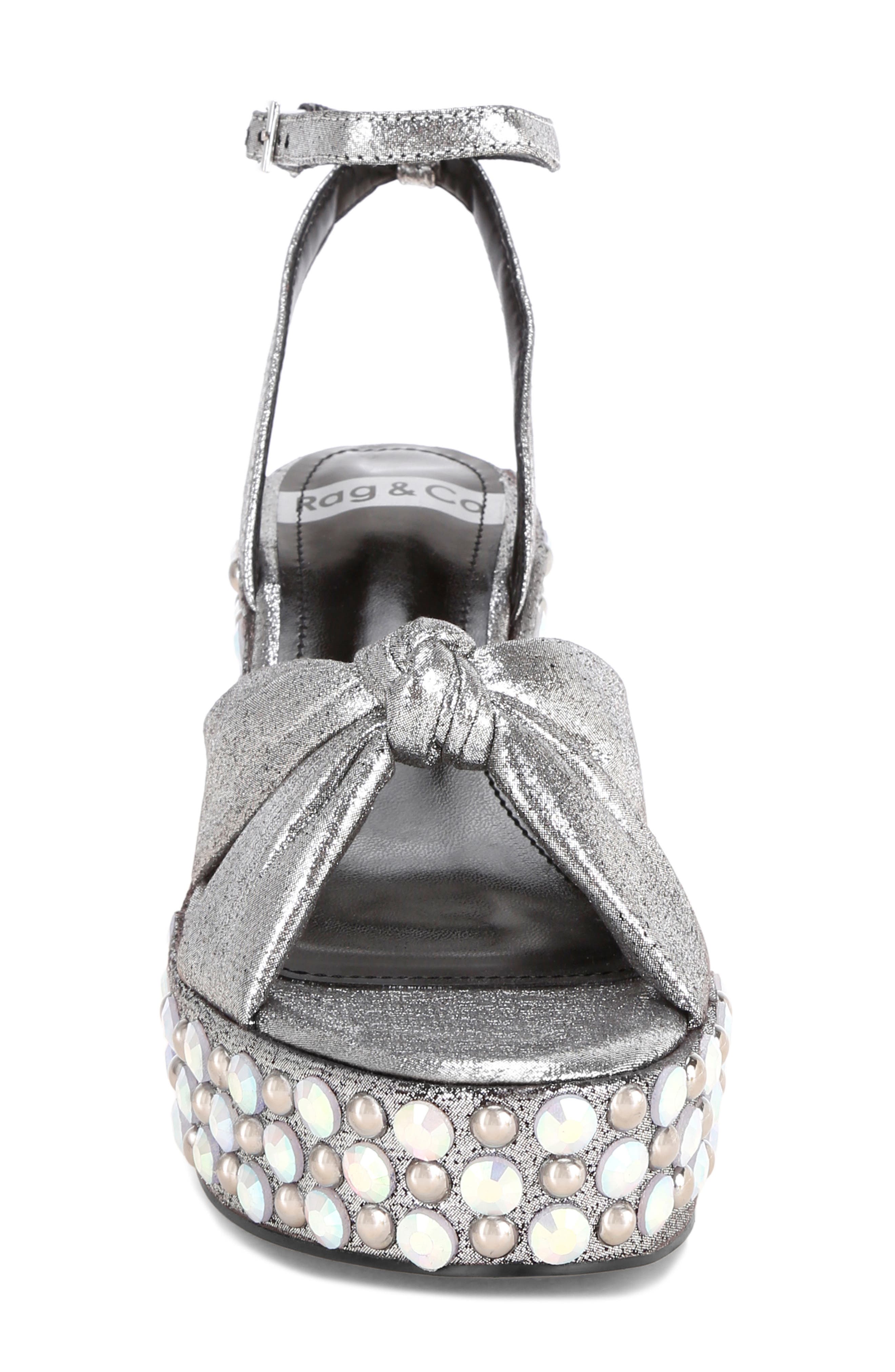 Moondot Wedge Sandal, Alternate, color, SILVER SATIN