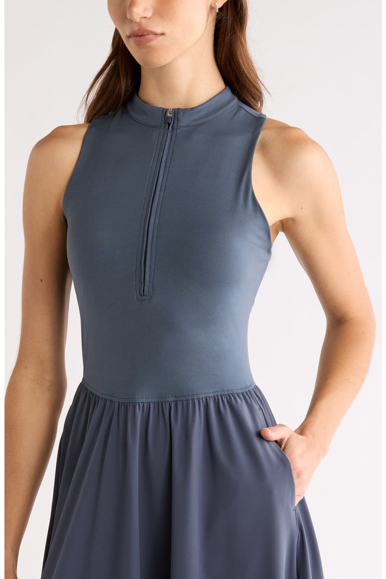 Atlas Zip Front Sleeveless Midi Dress, Alternate, color, NAVY ARMADA