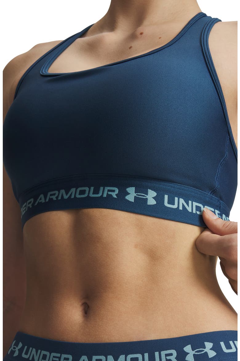 HeatGear® Mid Cross Back Sports Bra, Alternate, color, WHAM BLUE / / BLUE HAZE