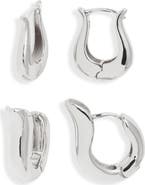 Open Edit Set of 2 Tulip Hoop Earrings