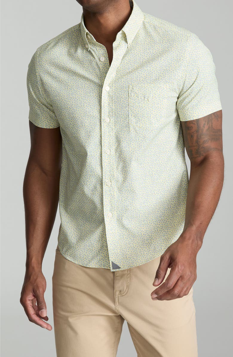 UNTUCKit Ivers Short Sleeve Performance Button-Down Shirt, Main, color, Yellow
