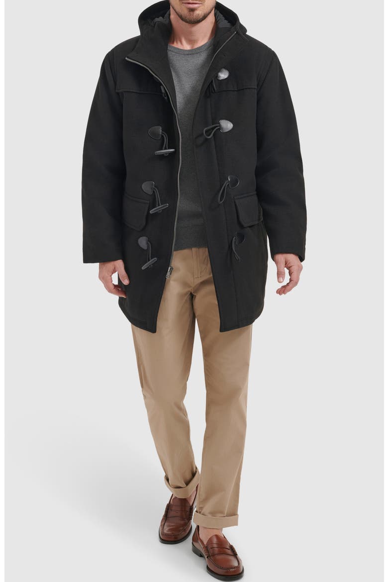 Hooded Toggle Coat, Alternate, color, BLACK