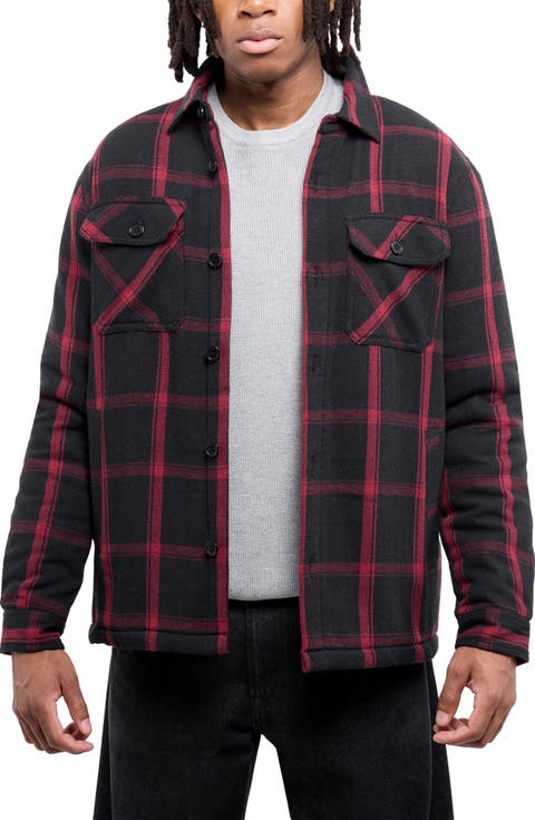 Faux Shearling Lined Flannel Shirt Jacket