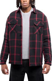 XRAY Faux Shearling Lined Flannel Shirt Jacket