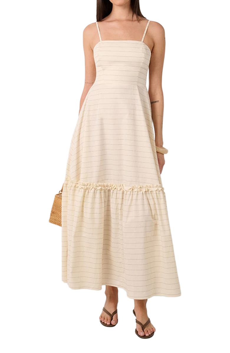 WeWoreWhat Ruffle Flare Midi Dress, Alternate, color, 