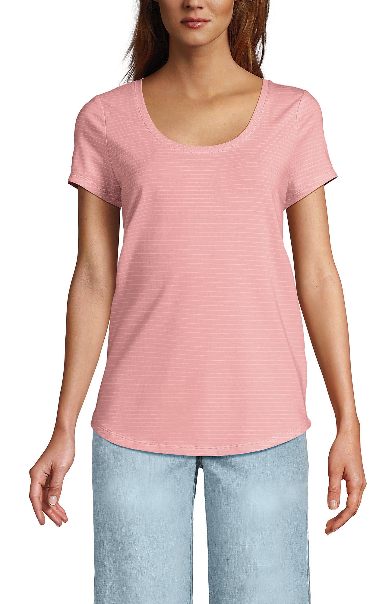 Sunset Coral Pink Thin Stripe
