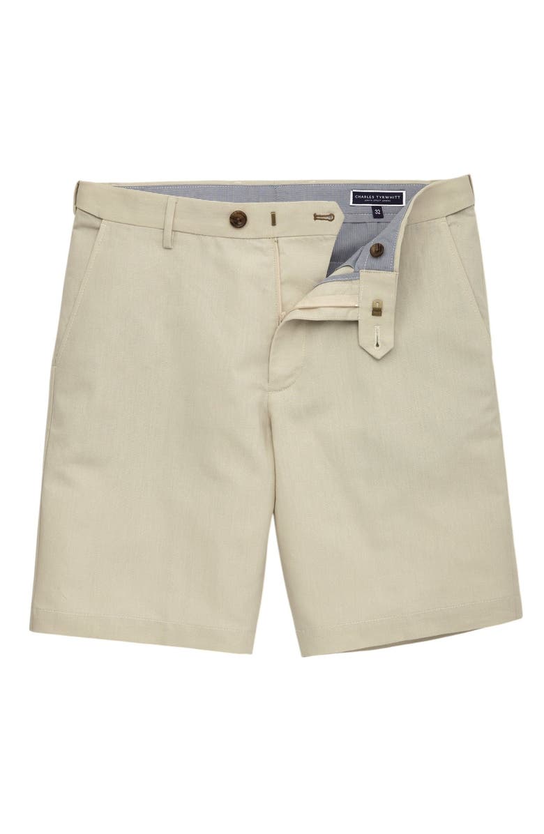 Charles Tyrwhitt Cotton Linen Shorts, Alternate, color, Stone