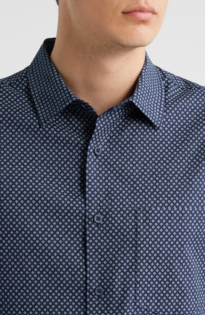 Nordstrom Foulard Print Long Sleeve Stretch Cotton Blend Button-Up Shirt, Alternate, color, Navy Essence Foulard