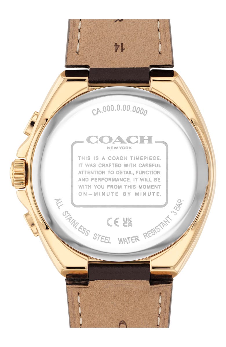 COACH Jackson Chronograph Leather Strap Watch, 44mm, Alternate, color, White