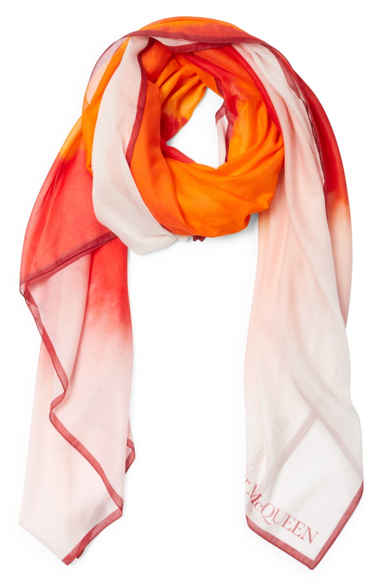 McQueen Galactic Iris Cotton & Silk Scarf, Alternate, color,