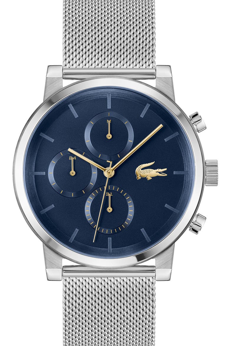 Replay Chronograph Mesh Strap Watch, 44mm, Main, color, BLUE
