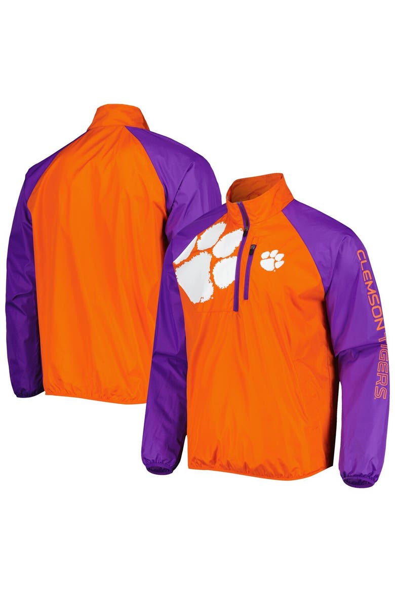 Men's G-III Sports by Carl Banks Orange Clemson Tigers Point Guard Raglan Half-Zip Jacket, Main, color, Orange