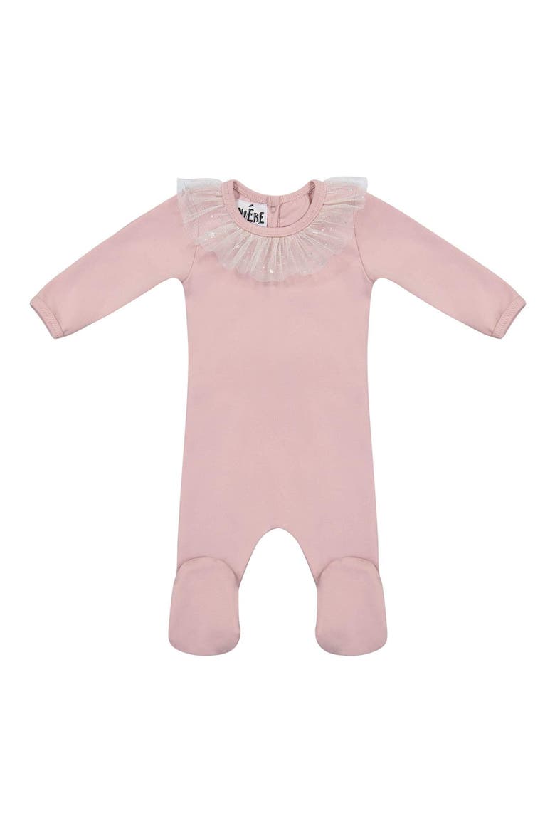 Glitter Mesh Ruffle Footie, Main, color, MAUVE