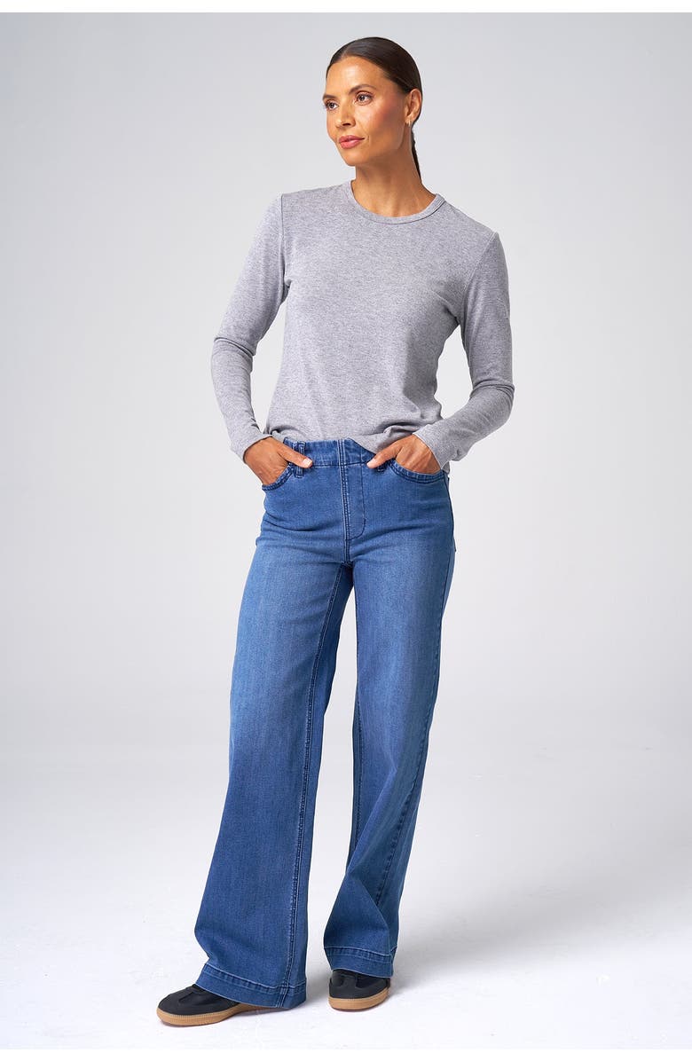 Franne Golde Effortless Wide Leg Jean, Alternate, color, Classic Wash