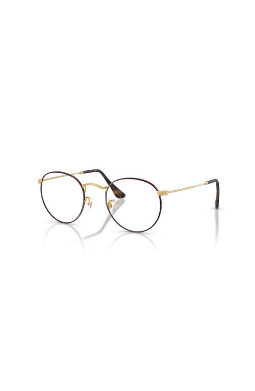 Ray Ban Ray-ban 47mm Round Optical Glasses In Brown