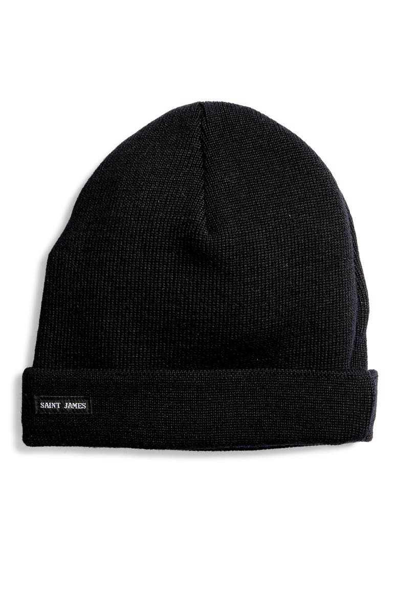 CARTIER - Nautical Solid Wool Blend Beanie, Main, color, NAVY