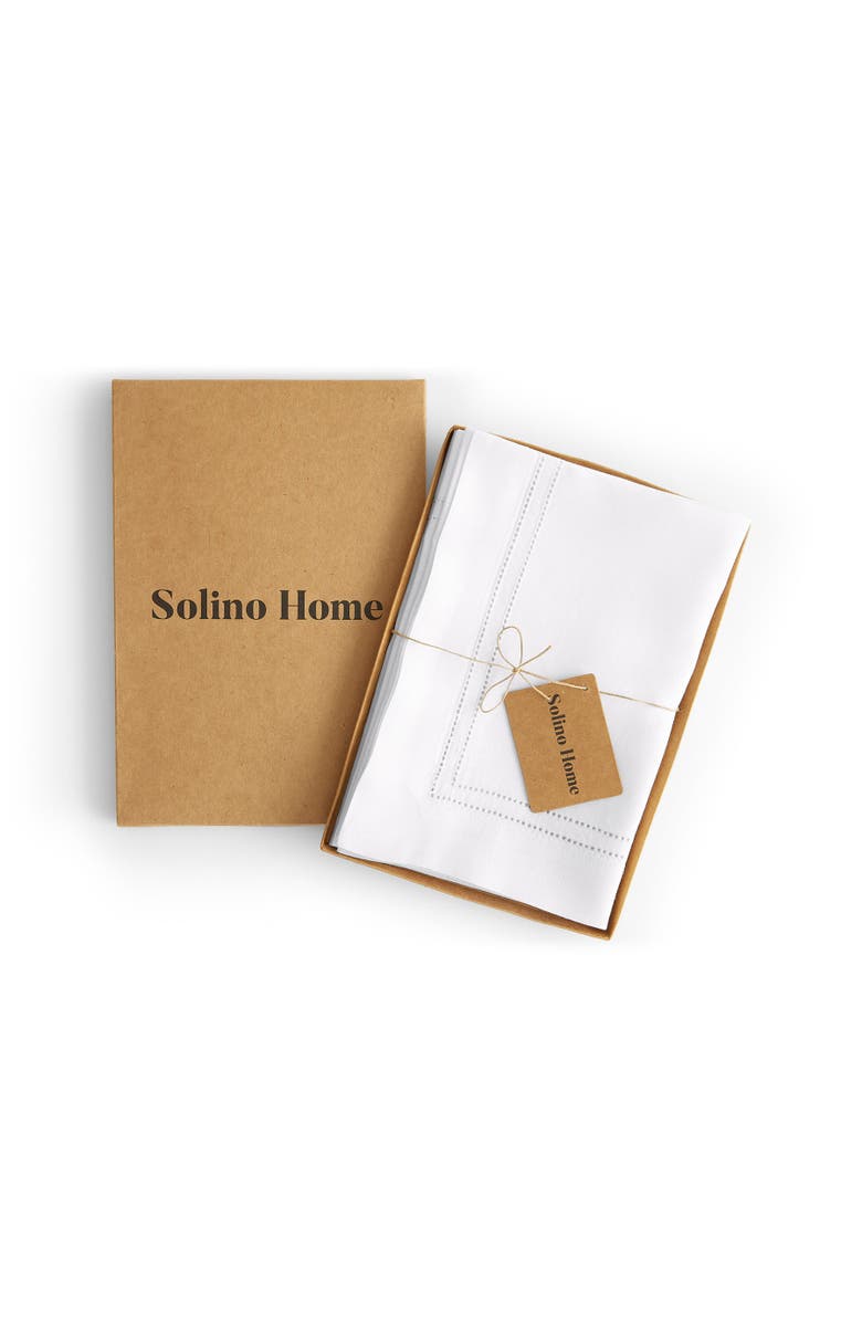 Solino Home Linen Dinner Napkins - Linen Double Hemstitch, 20" x 20", Alternate, color, White