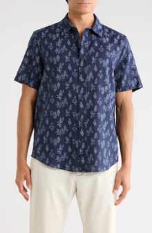 Short Sleeve Button Front Linen Shirt