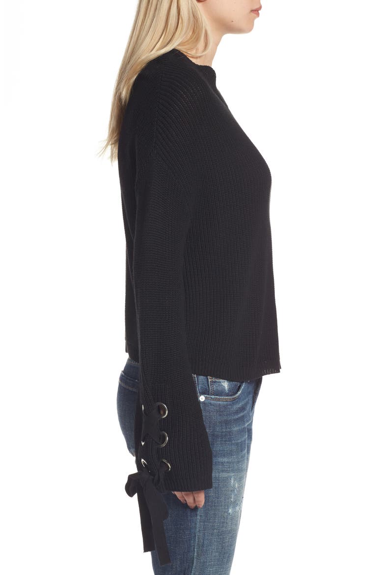 Grommet Sleeve Pullover, Alternate, color, BLACK