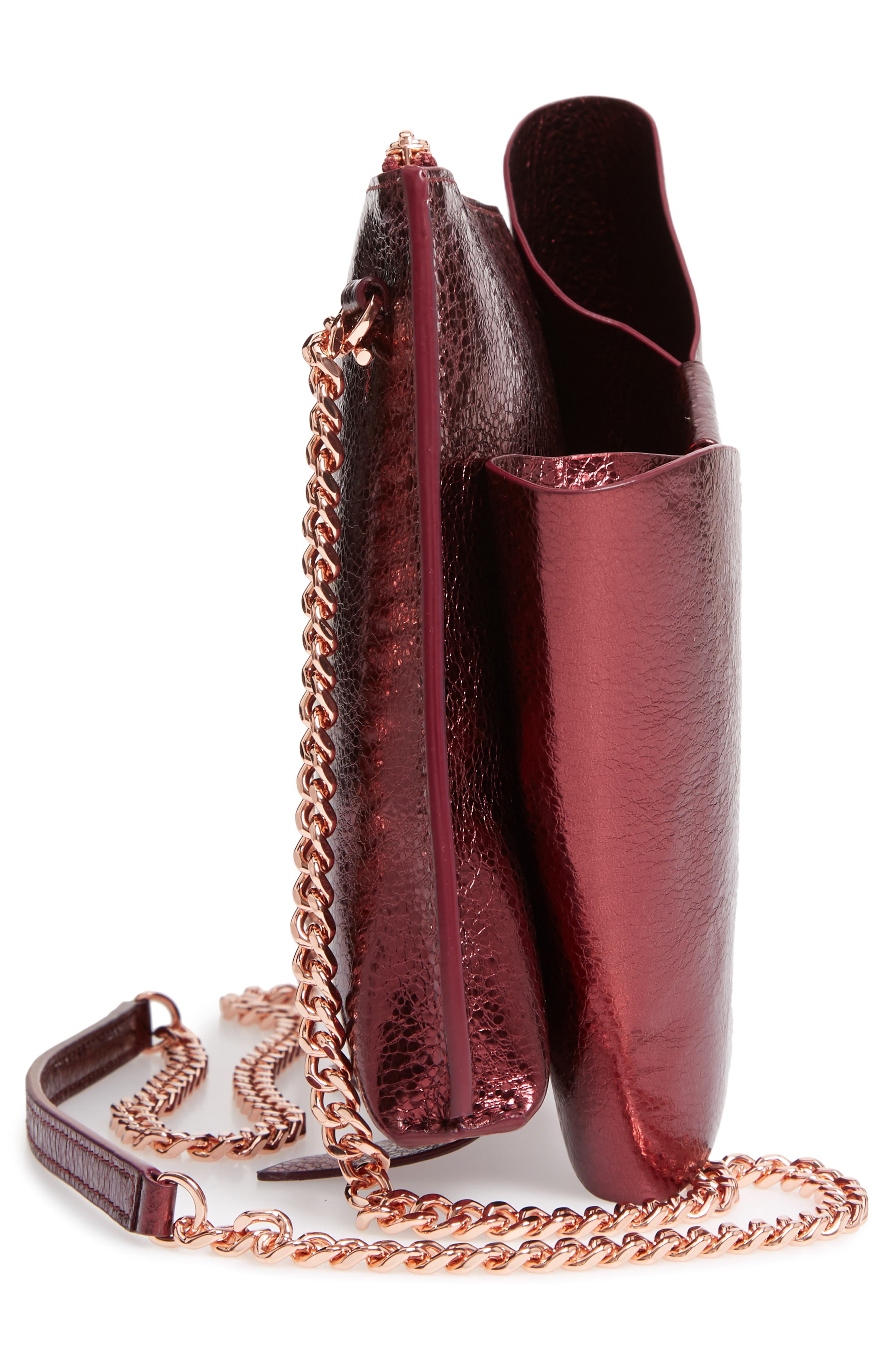 Aliysa Crackle Bow Leather Clutch, Alternate, color, MAROON