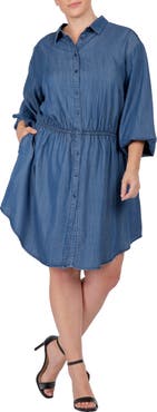 Standards & Practices Long Sleeve Elastic Waist Shirtdress