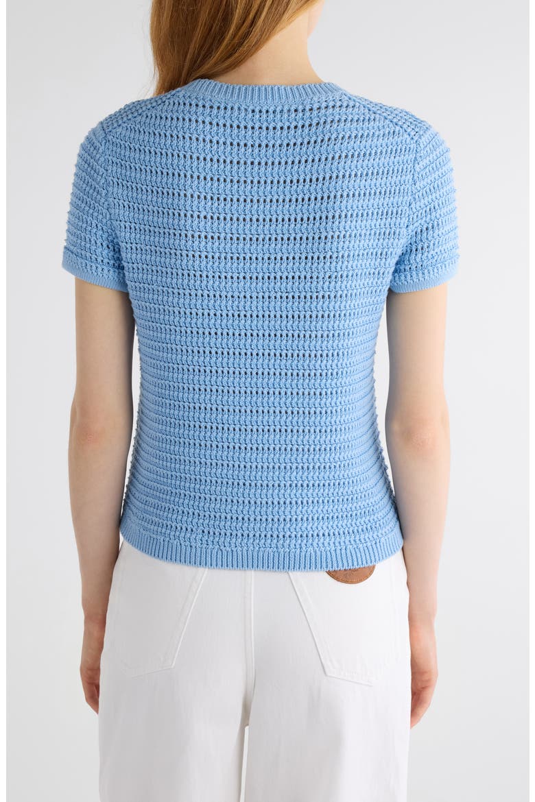 Open Knit Short Sleeve Organic Cotton Sweater, Alternate, color, SOFTY BLUE