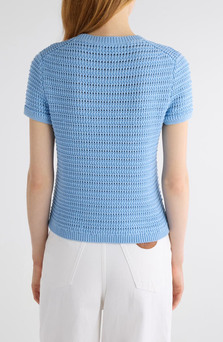 Chloé Open Knit Short Sleeve Organic Cotton Sweater, Alternate, color,