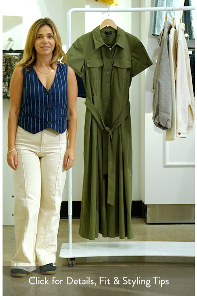 Box Pleat Tie Belt Cotton Maxi Shirtdress video