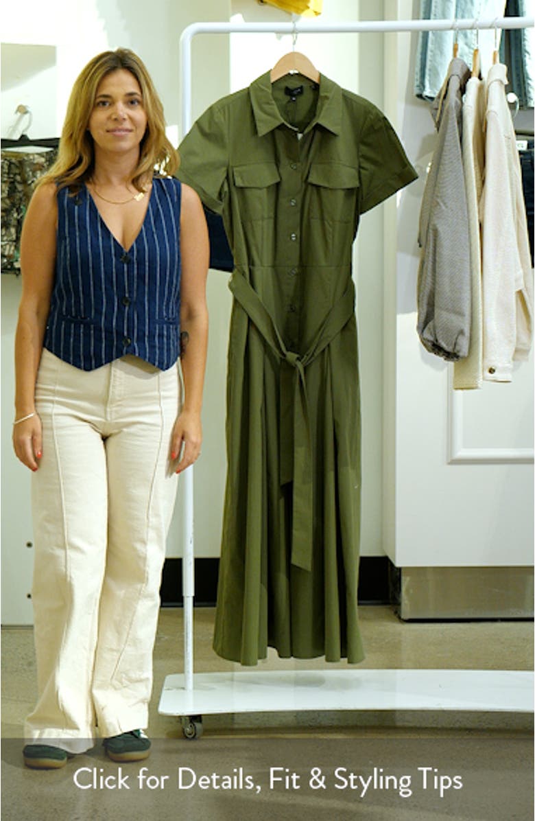 Box Pleat Tie Belt Cotton Maxi Shirtdress, sales video thumbnail