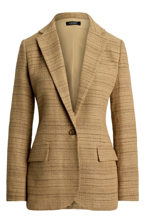 Ralph Lauren Herringbone Linen-blend Tweed Blazer In Brown