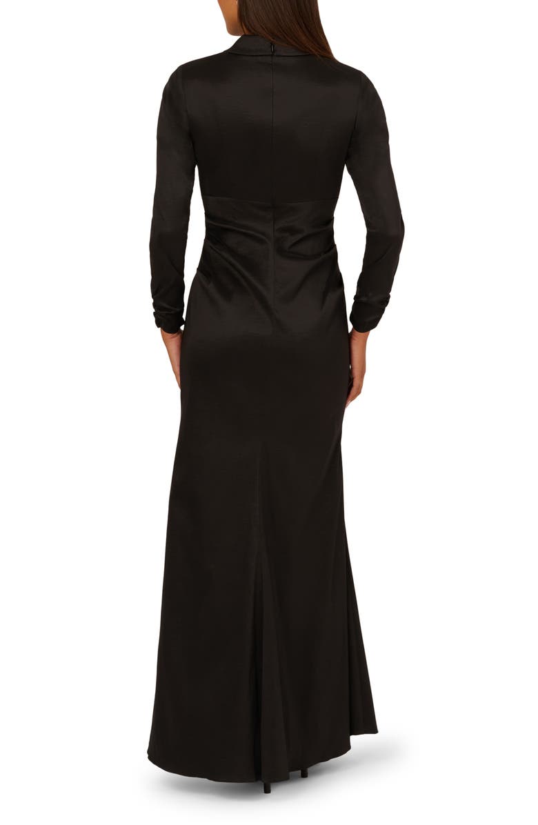 Adrianna Papell Long Sleeve Stretch Taffeta Tuxedo Gown, Alternate, color, 
