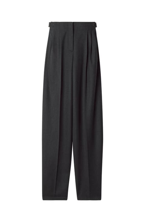 Wide-Leg Flannel Pants