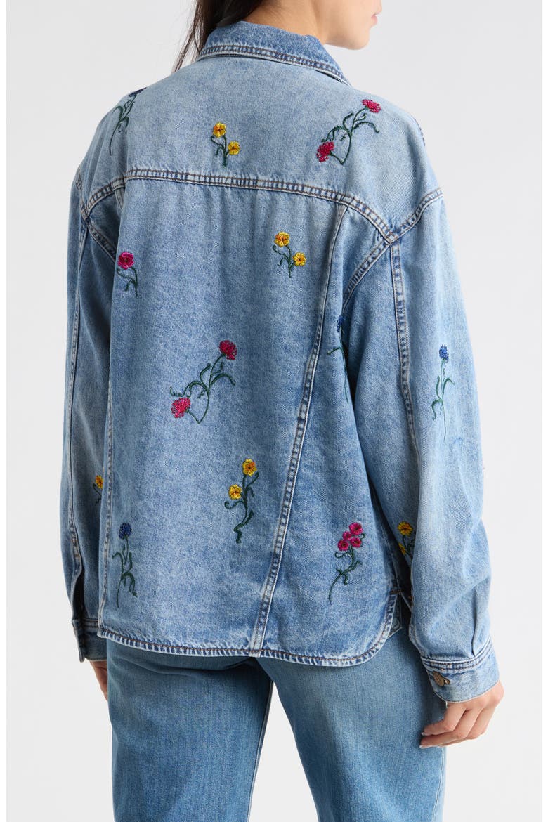 Embroidered Denim Trucker Jacket, Alternate, color, MEDIUM BLUE