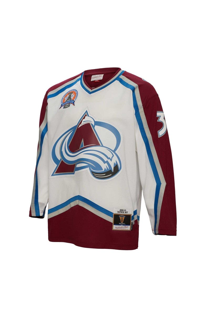 Mitchell & Ness Men's Mitchell & Ness Patrick Roy White Colorado Avalanche 2000/01 Blue Line Player Jersey, Alternate, color,
