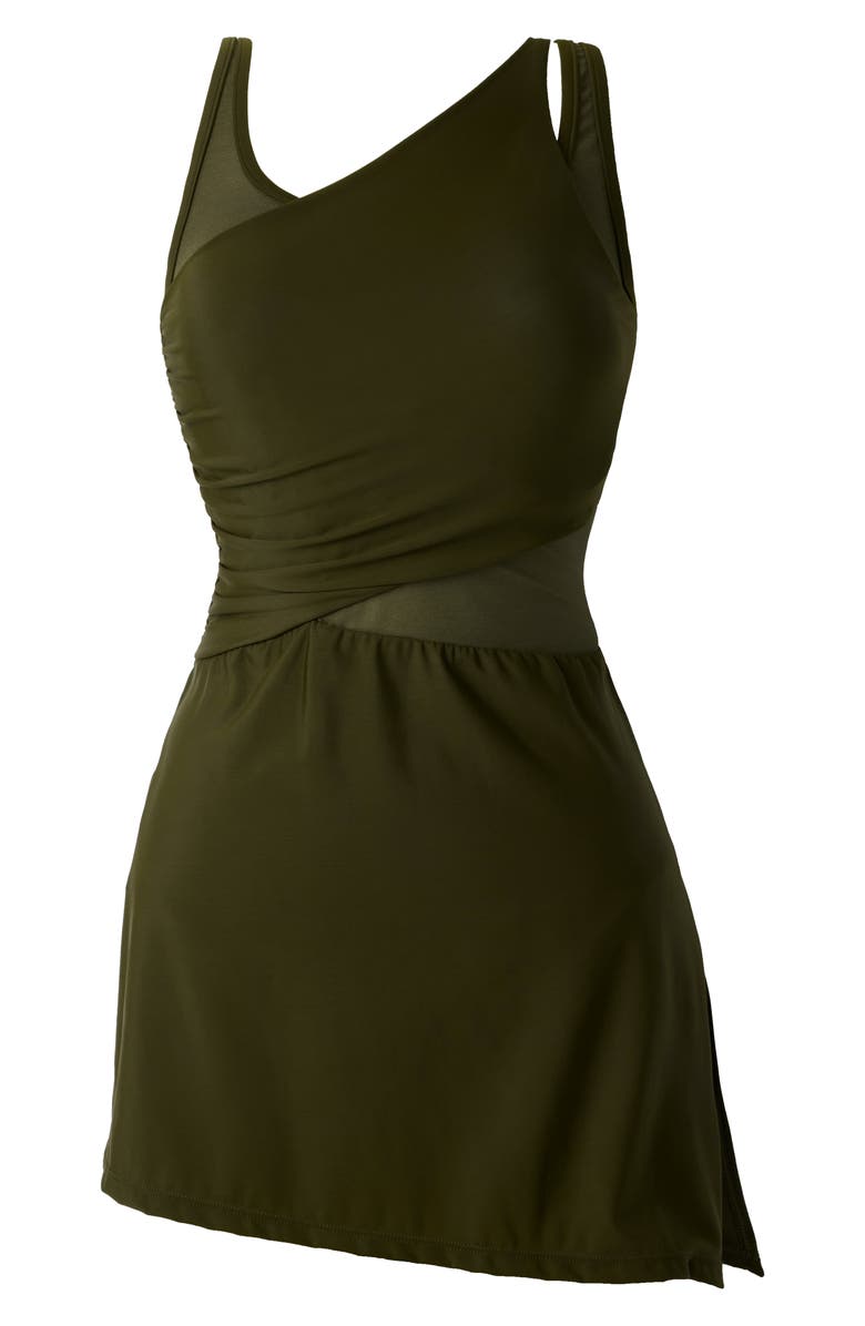 Miraclesuit<sup>®</sup> Network News Alina Skirted One-Piece Swimsuit, Alternate, color, Nori