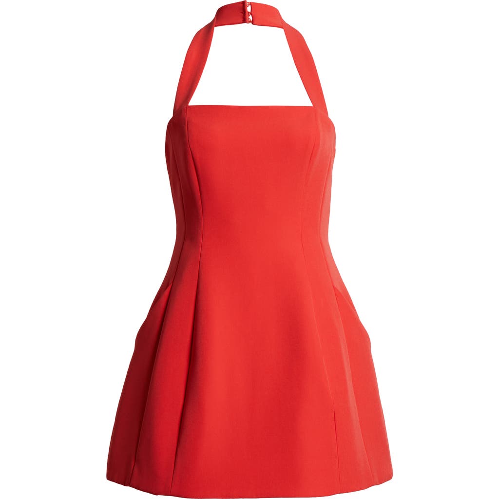 Bardot Nevelle Hourglass Halter Minidress In Flame Red