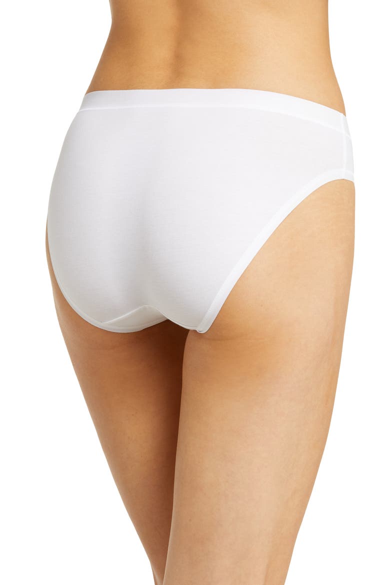 Understated Cotton Blend Bikini, Alternate, color, WHITE