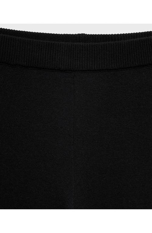 Mango Pull-on Wide Leg Knit Pants In Black