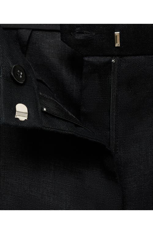 Mango Straight Leg Linen Pants In Blue